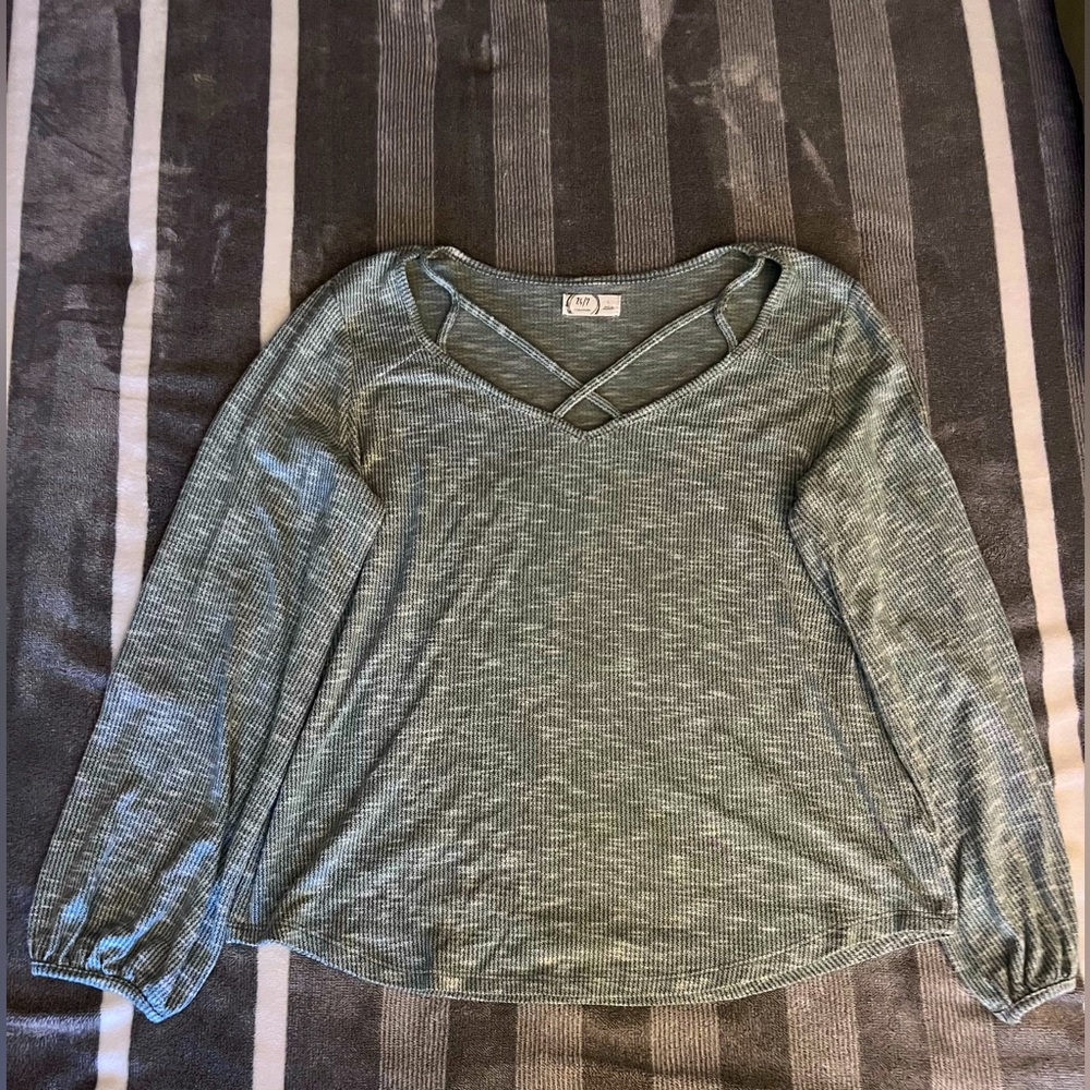 Maurice’s size L business casual shirt with neckline strappy decor